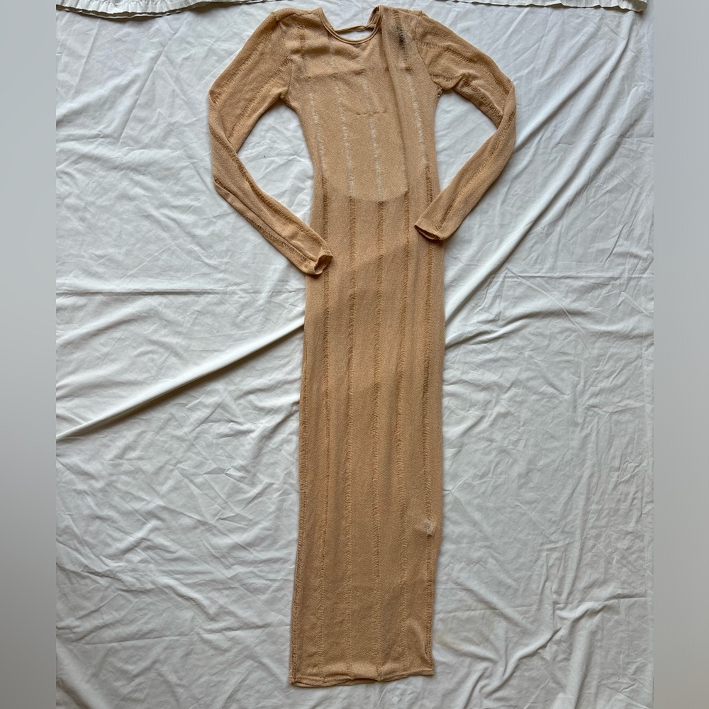 Pretty Little Thing distressed shredded paneling knit maxi dress beach coverup